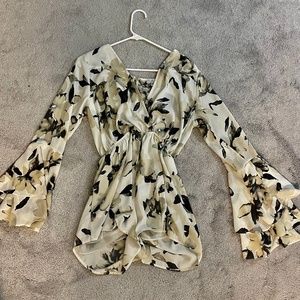 Tobi white floral long sleeve romper